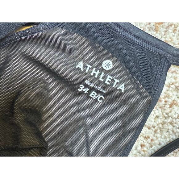 Athleta women's swim side scrunch Tankini/bikini, size 34 B/C; Black - Picture 3 of 9
